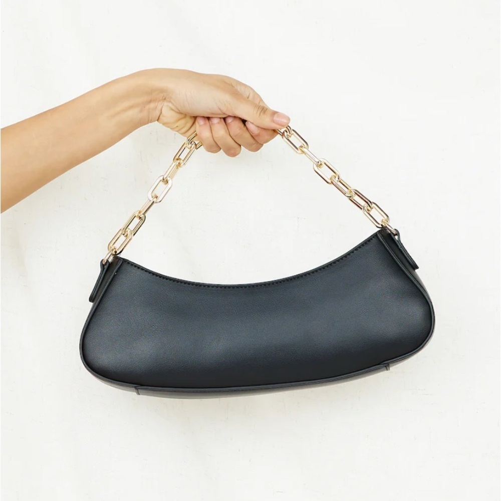 NWT Bellini Black Shoulder Bag with Detachable Gold Chain